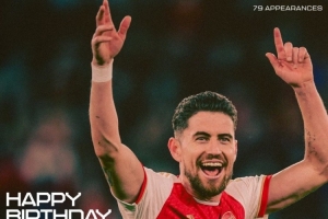 阿森纳祝若日尼奥34岁生日快乐，效力期间出战79场2球3助