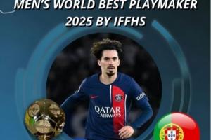 维蒂尼亚当选IFFHS年度最佳进攻组织者，佩德里、亚马尔、梅西2-4