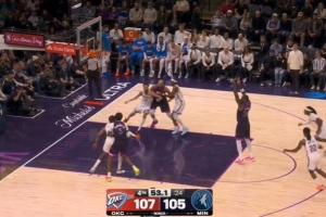 雷霆VS森林狼裁判报告：共1次漏判 漏吹多特提前进线