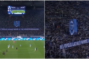 拉齐奥球迷拉横幅致敬米哈：在我们心中，你战士般的灵魂永存