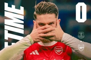 阿森纳近34次英超客场半场领先保持不败，但上次正是被埃弗顿逆转