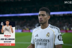 1进球3关键传球！贝林厄姆当选皇马2-0塞维利亚一役全场最佳