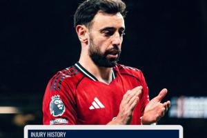 罕见！B费休战1个月已是他生涯最长伤病，在曼联5年仅伤缺两场