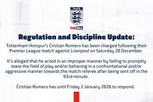 英足总官方：罗梅罗在红牌后存在对抗裁判等不当行为，需做出回应