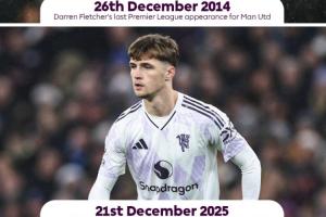 达伦·弗莱彻2014年最后一次在曼联英超出场，11年后儿子曼联首秀