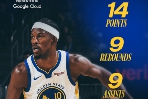 全能表现！勇士官推发布最佳球员数据海报：巴特勒14+9+9当选