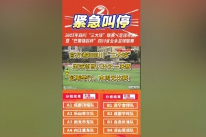 四川三大球联赛足球项目被叫停，1/8决赛延期举行