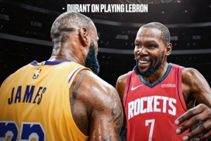 杜兰特：詹姆斯为伟大树立了标准 我对和他的每次对决都心存感激