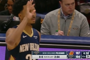 墨菲三分命中！鹈鹕2分钟打出一波9-0打停太阳&分差缩小至3分