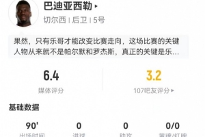 灾难级！巴迪亚西勒本场4解围2拦截 6对抗4成功+1失误导致丢球