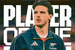 客串右后卫！赖斯当选本轮英超阿森纳队内最佳球员