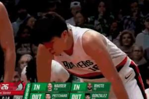 来啦！斯普利特没上里斯 杨瀚森首节就登场&连续保护篮板