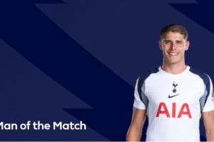 11解围+2抢断！官方：范德芬当选热刺vs水晶宫全场最佳球员