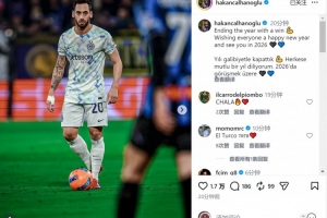 恰尔汗奥卢社媒：以胜利结束这一年，祝大家新年快乐