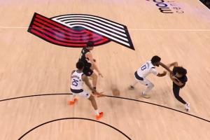 人到球到！夏普反跑 杨瀚森精妙击地助前者轻松上篮命中