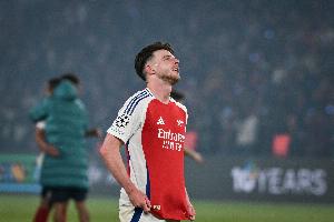 阿尔特塔：赖斯在上场比赛膝盖遭撞击，希望等肿胀消退就可复出