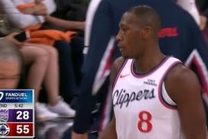 马上要翻倍了！邓恩接球命中三分 快船55-28领先国王27分