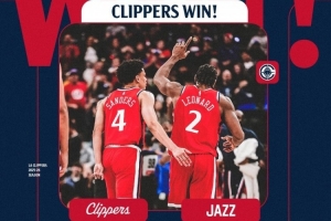 45分7板3助2断2帽！快船发布赢球海报 莱昂纳德单手指天！