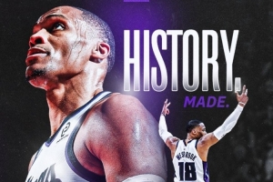 威少超越大O&加冕NBA历史控卫得分王 国王官方晒专属海报庆祝