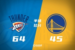 半场战报-雷霆64-45领先残阵勇士 亚历山大16+5 霍姆格伦11+9