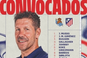 马竞客战皇社大名单：小蜘蛛、格列兹曼、瑟尔洛特领衔锋线