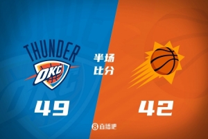 半场战报-雷霆7分领先太阳 两队一起打铁SGA仅7分、古德温9分