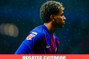 西甲官方晒本赛季成功过人榜：亚马尔高居榜首，姆巴佩次席