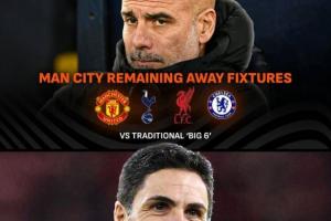 隐藏优势？曼城下半程还需出战4个big6客场，阿森纳仅剩2个