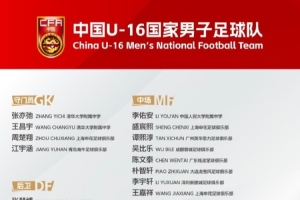 U16国足集训名单：朴智轩、李佑安在列，泰山足校5人申花4人