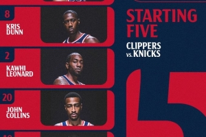 哈登复出！快船VS尼克斯首发：哈登、邓恩、小卡、科林斯、祖巴茨