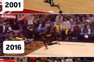 詹姆斯评不同年代自己大风车扣篮：除了飞机编号 什么都没有改变