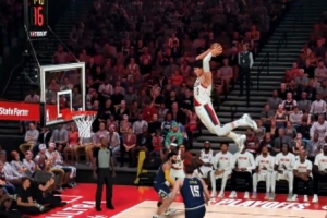 杨瀚森没扣进很遗憾？网友制作2K杨瀚森暴扣视频 扣篮条拉满