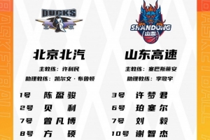 北京VS山东大名单：周琦曾凡博领衔 赵睿高诗岩缺阵 贝利有望首秀