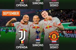 1.8亿欧红牛出品…舍什科18场4球，西蒙斯24场2球，奥蓬达21场2球