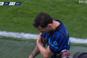 恰尔汗奥卢第87分钟伤退，苏契奇登场