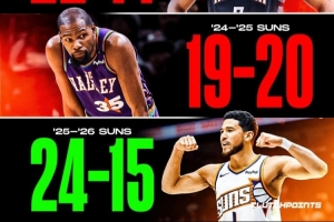 有了杜兰特 火箭前36场对比上赛季不升反降 太阳同期反而多赢5场