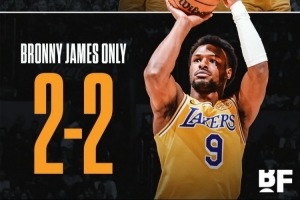 一个能投的都没有？今日布朗尼三分2中2 其余湖人球员合计34中6