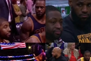 美媒晒那些年被老詹瞪过的将帅：欧文韦德浓眉在列 今日新增艾顿