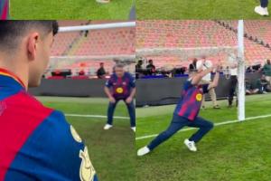 温情互动！每次佩德里拿冠军，赛后都会和父亲玩射门和守门的游戏