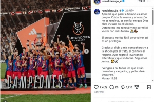 阿劳霍社媒谈夺冠：以这样的方式复出是一种恩典，感谢大家的关怀