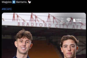 官方：英甲布拉德福德租借纽卡23岁中场乔·怀特和24岁后卫阿什比