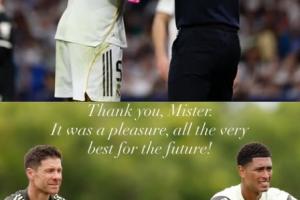 贝林厄姆告别阿隆索：与您共事非常荣幸，祝您未来一切顺利