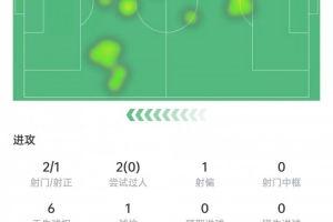 厄德高本场数据：2次射门1次射正，关键传球挂零，获评6.6分