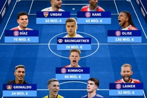 德转德甲半程最佳阵：凯恩、基米希领衔拜仁5将，格里马尔多在列
