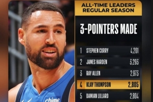 克莱三分命中数超越利拉德&上升至历史第四！库里祝贺：耶 杀手！